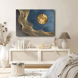 Wallity Reloj de Pared Decorativo de Lienzo 70100CS-026 70x100 cm, Lienzo y Madera, Tonos Neutros